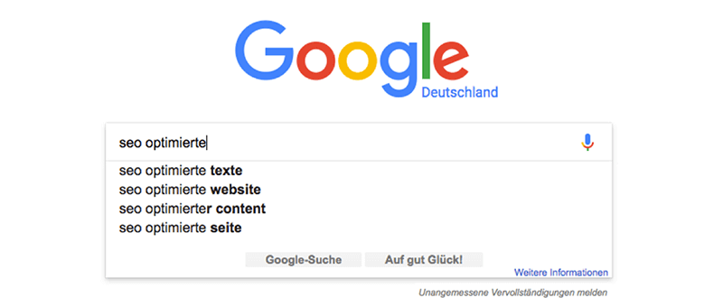 Foto einer Google Suchanfrage