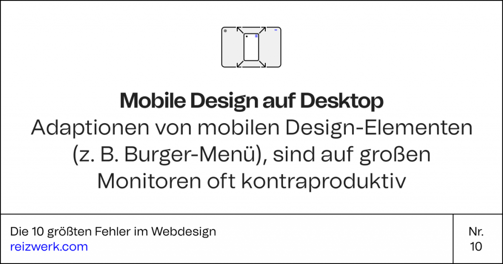 Grafische Darstellung Mobile Design auf Desktop 1 Fehler im Webdesign 