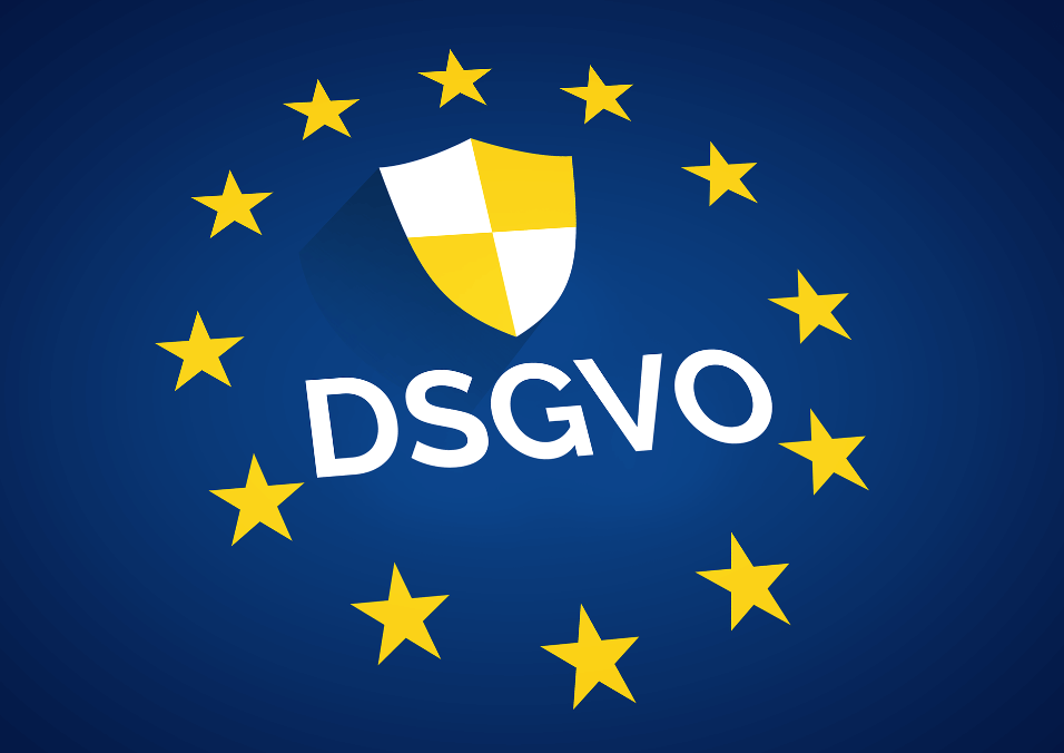 Das Logo der DSGVO vor einem blauen Hintergrund