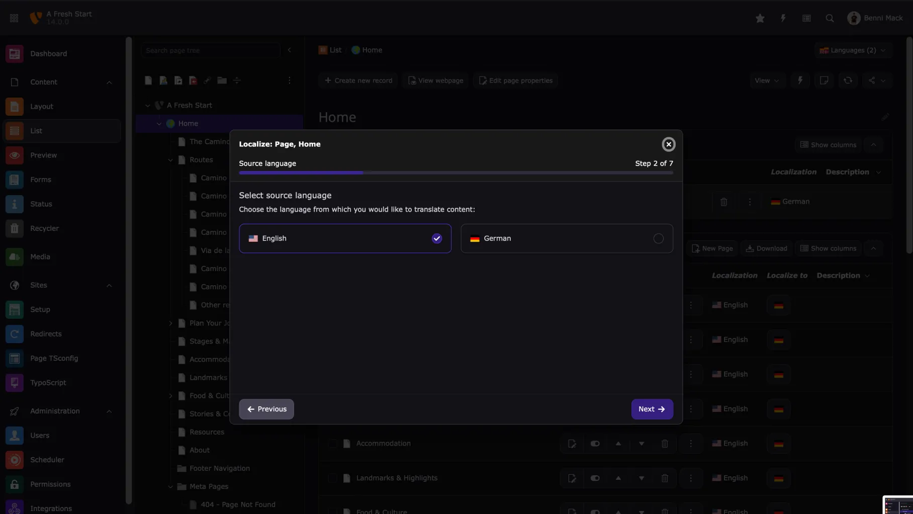 TYPO3 v14 Übersetzungsassistent – geführter Workflow für mehrsprachige Inhalte