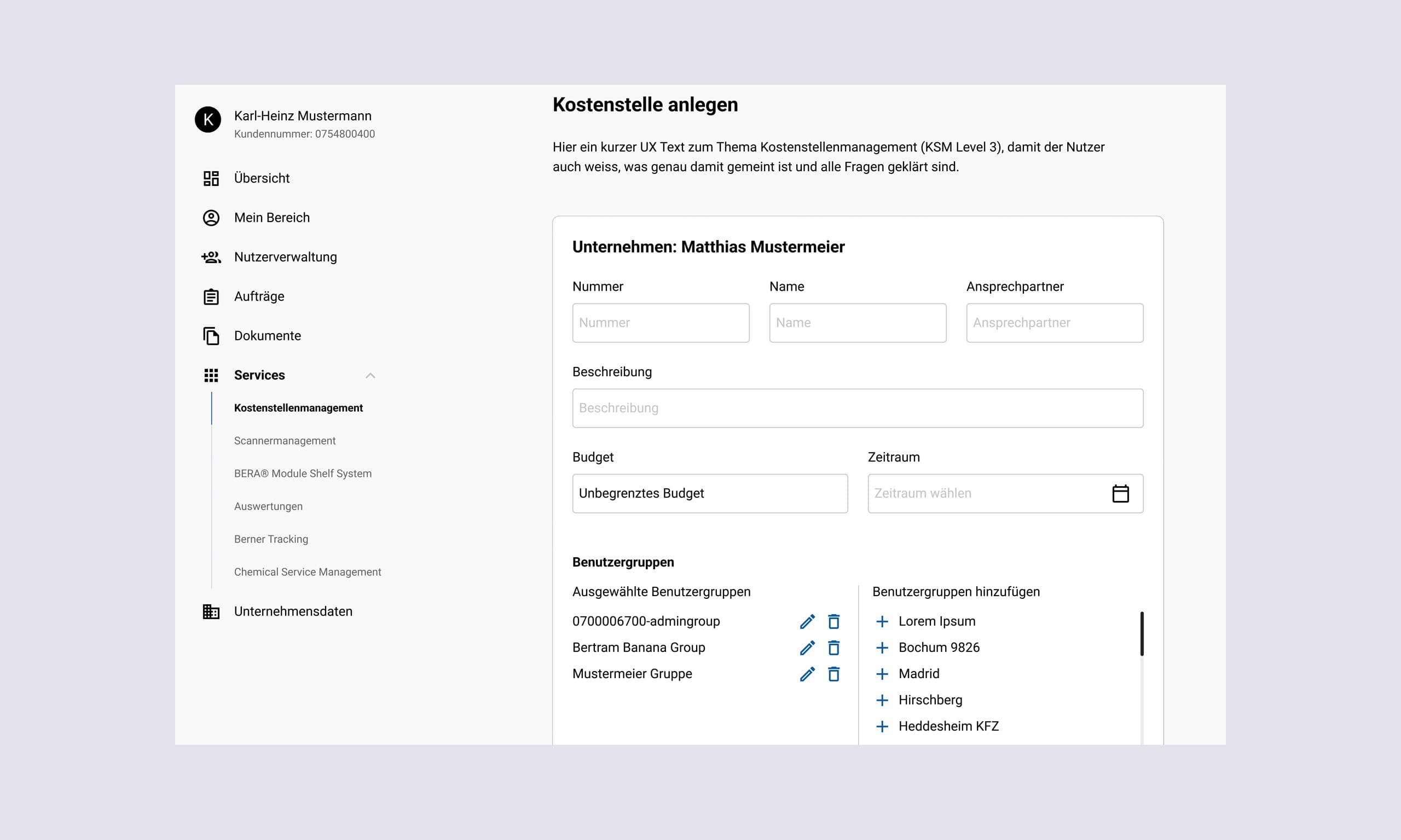 Kostenstellenmanagement im Berner Trading Shop