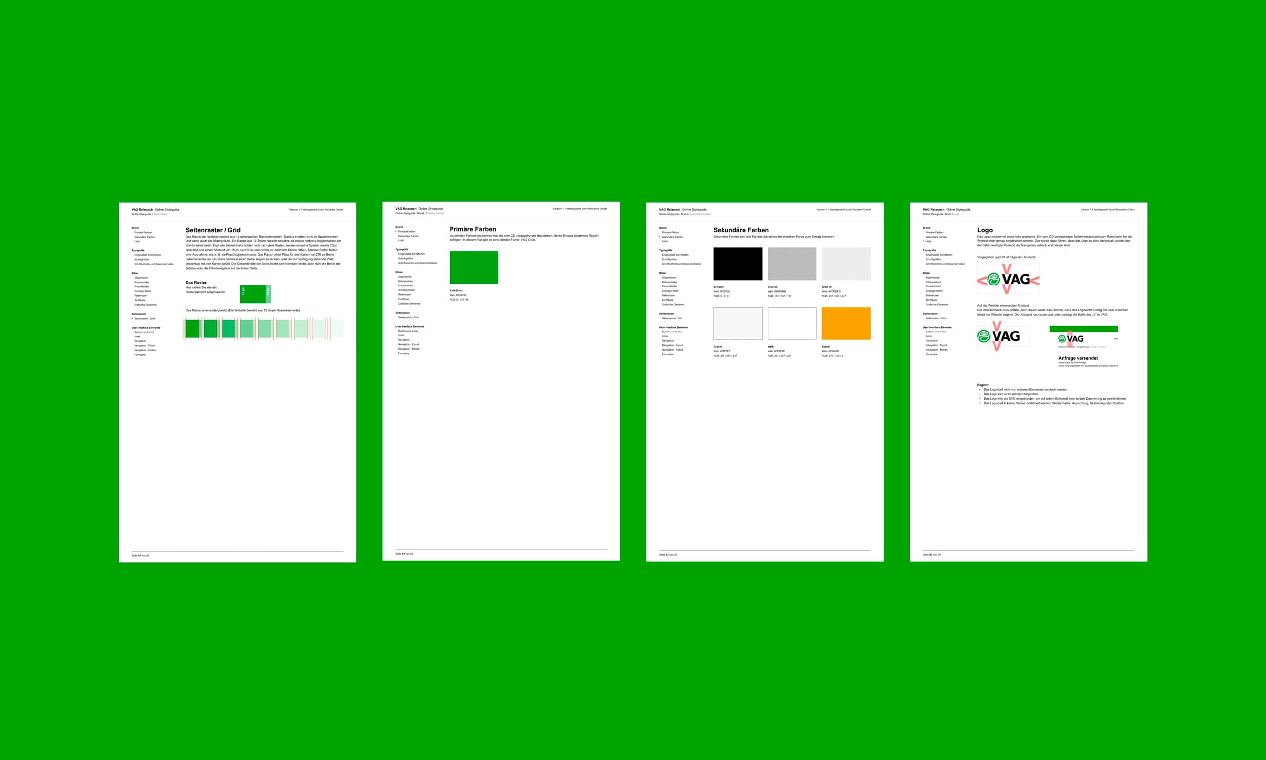 Abbildung des digitalen Styleguides der VAG Group