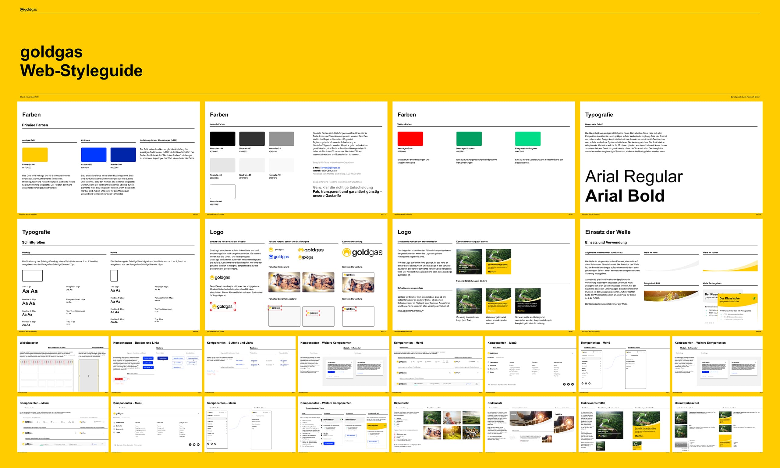 Abbildung eines Webstyleguides der goldgas GmbH