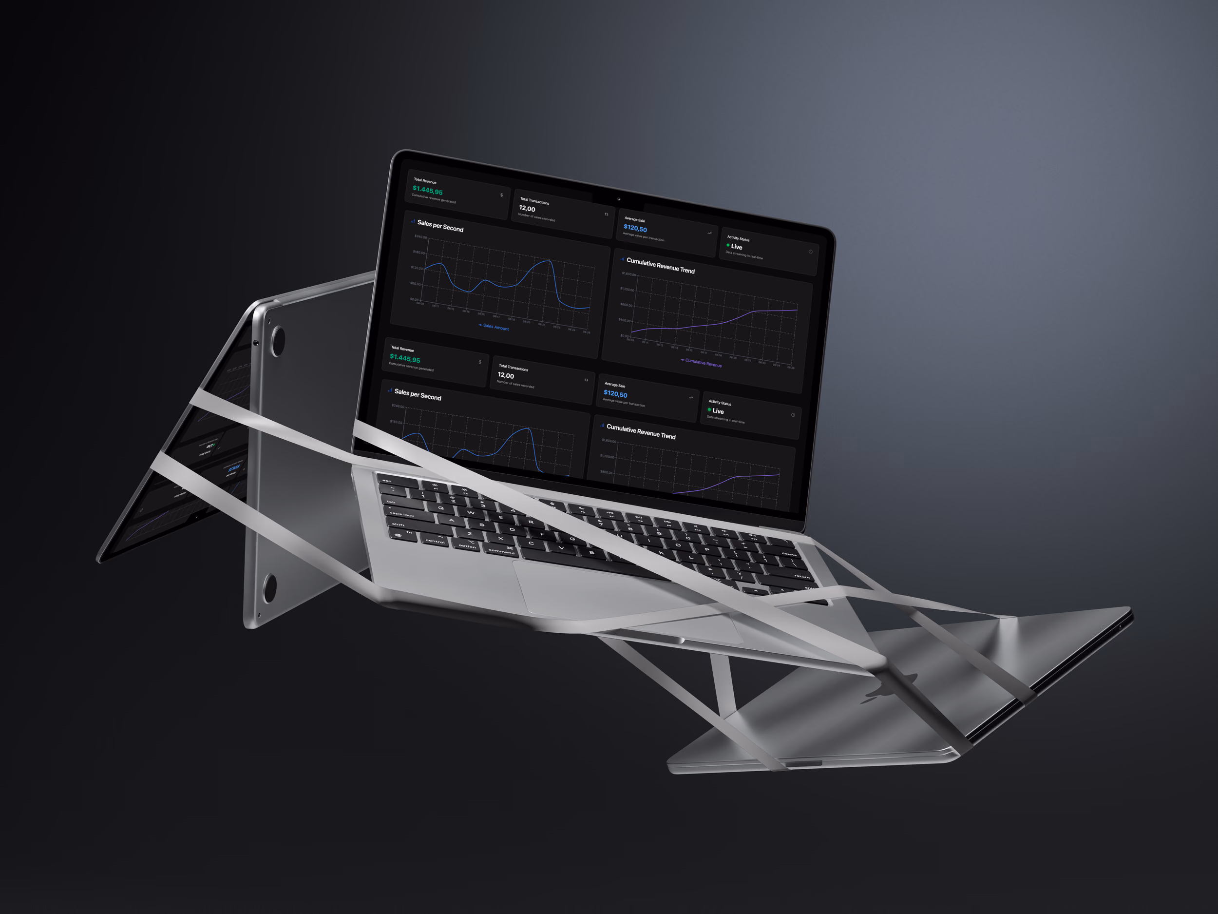 Monitor mit Analytics-Dashboard: Kennzahlen und Automations-Flüsse der Website