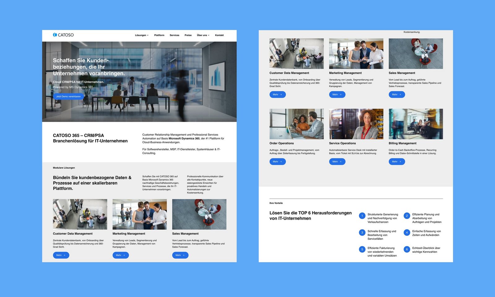 Bild Startseite der Catoso Website