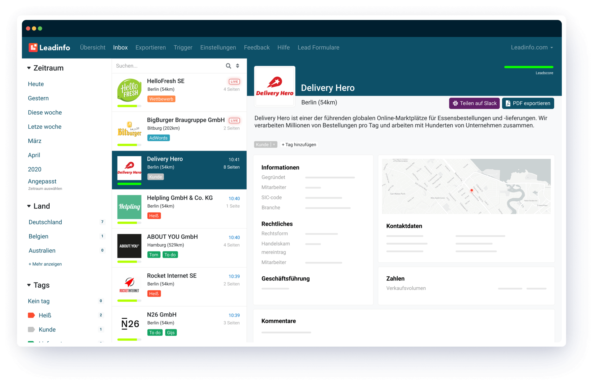 Leads generieren mit Leadinfo Ein Vorschaubild der Leadinfo Webseite.