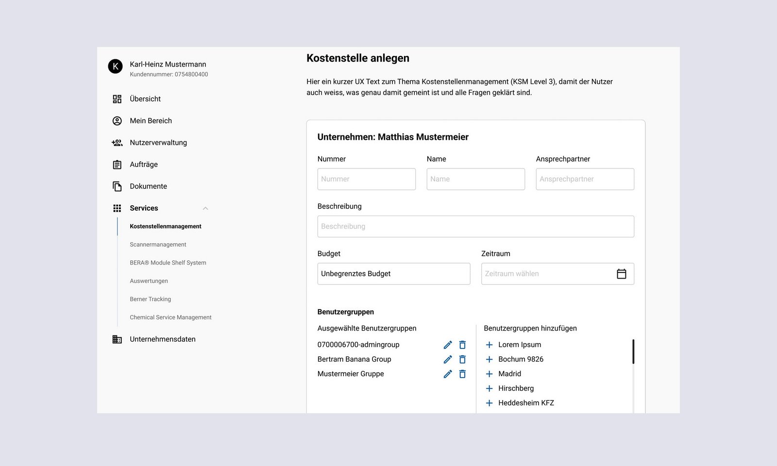 Kostenstellenmanagement im Berner Trading Shop