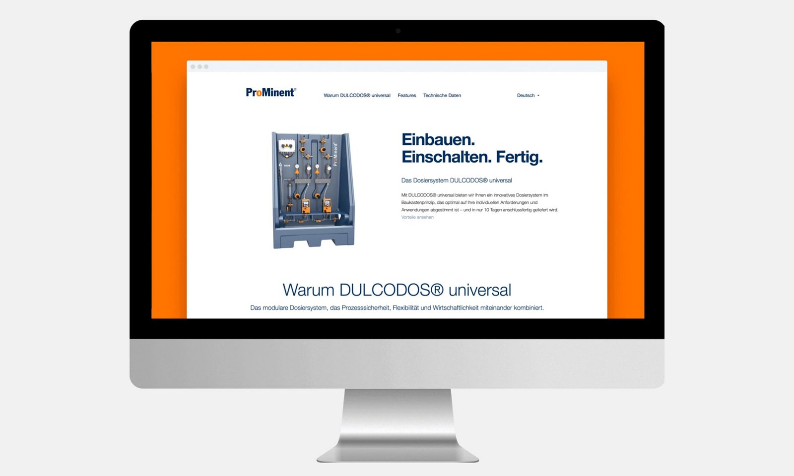 Screenshot der Webseite der Firma ProMinent